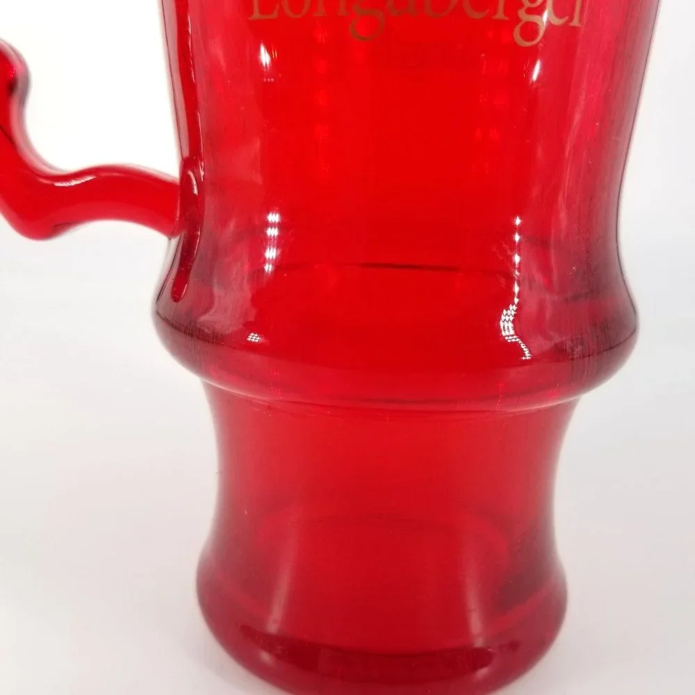 Longaberger Plastic Mug Cup Glass Latte Footed Red Cherry Bright 16 Ounce USA - Picture 3 of 10